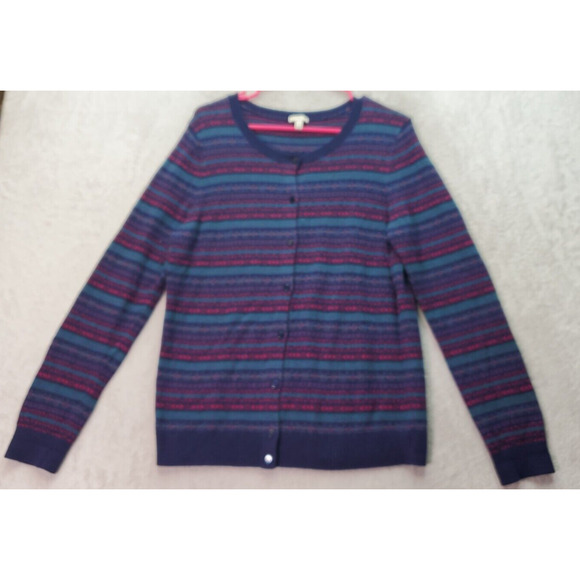 Talbots Cardigan Sweater Womens M Multi Fair Isle Nylon Long Sleeve Button Front - Picture 1 of 8